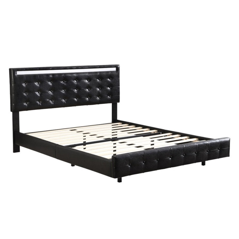 Levede Floating Bed Frame Queen with Headboard LED Lights Mattress Base BF1060-Q-BK