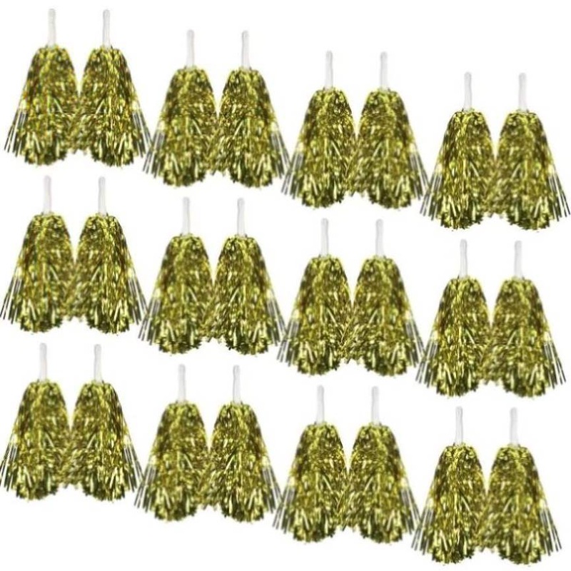 Yellow Metallic Cheerleading Pom Poms  Set of 12 with Easy-Grip Handles Australia Day V563-18200_07_12X