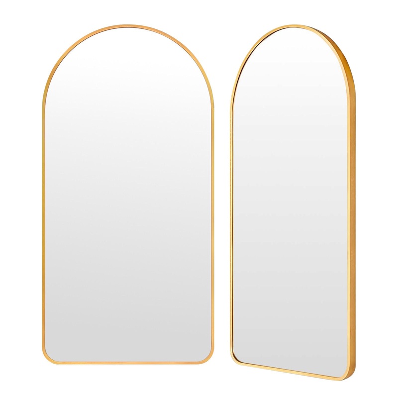 2 Set Wall Arch Mirror Arc Aluminum Frame Bathroom 50x100cm GOLD V274-FT-BM-ALUAC-GD50100-X2