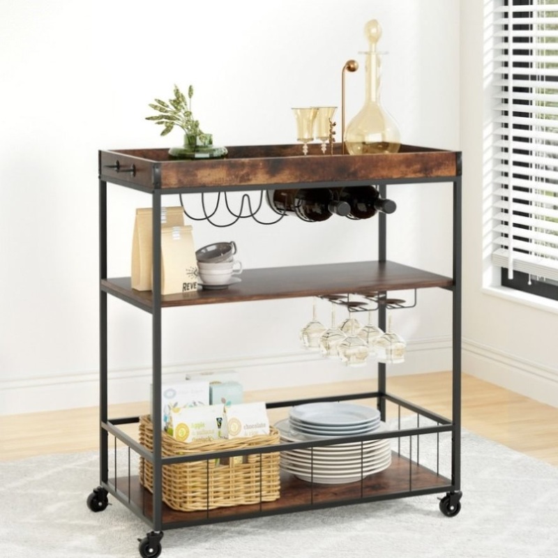 Artiss Kitchen Island Rolling Serving Cart DIY-KI-02-WAL