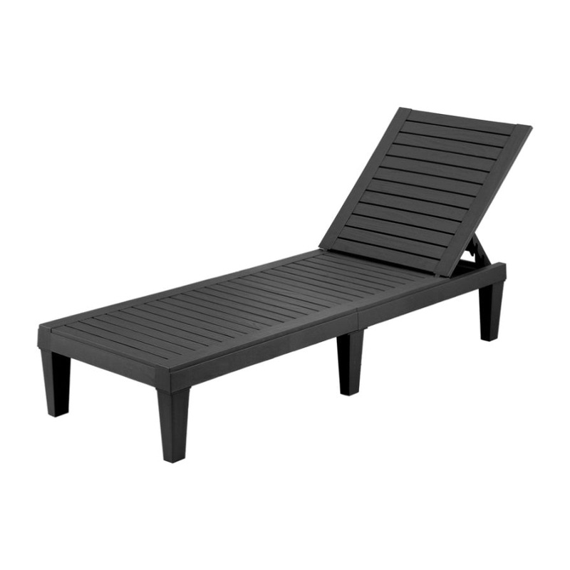 Gardeon Sun Lounge Adjustable Recliner Patio Outdoor Furniture Lightweight Black FF-LOUNGE-PP-BK