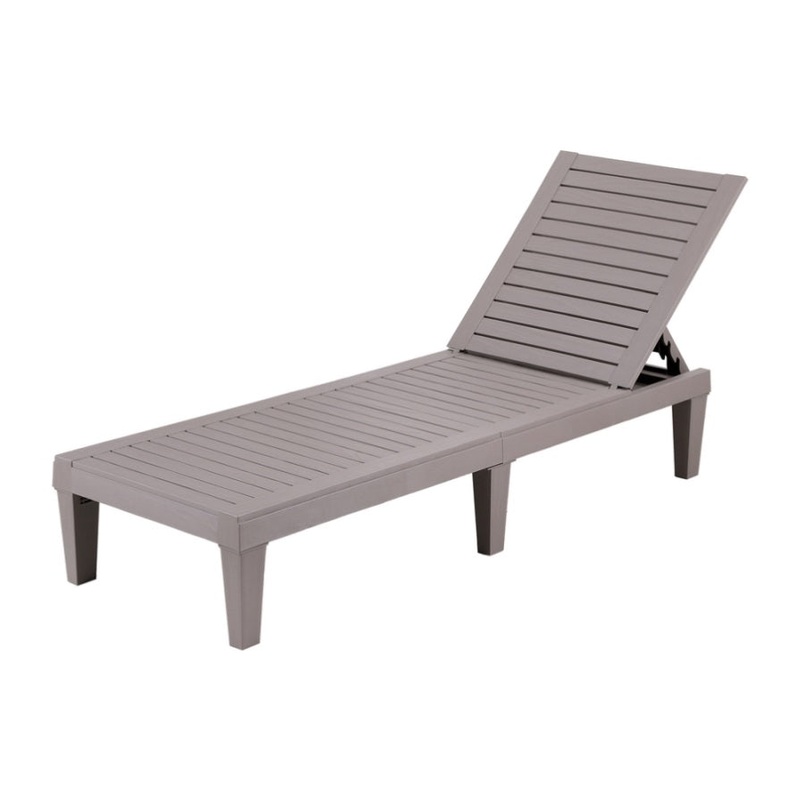 Gardeon Sun Lounge Adjustable Recliner Patio Outdoor Furniture Lightweight Grey FF-LOUNGE-PP-BR
