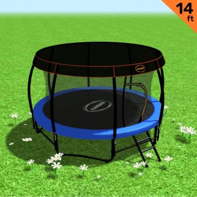 Kahuna Trampoline 14 ft with Roof – Blue TRA-KAH-14-BU-RF