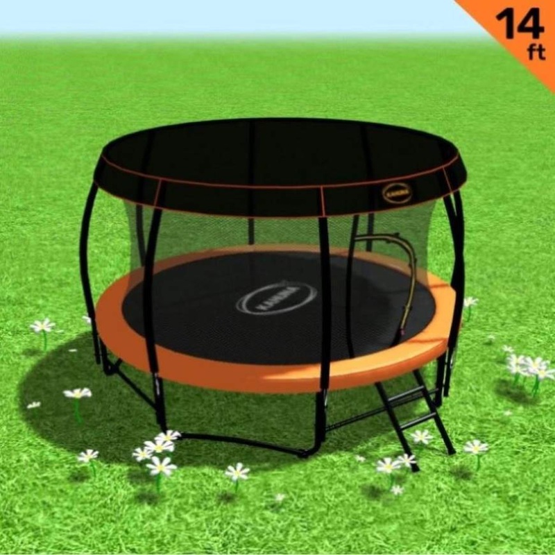Kahuna Trampoline 14 ft with Roof – Orange TRA-KAH-14-OR-RF
