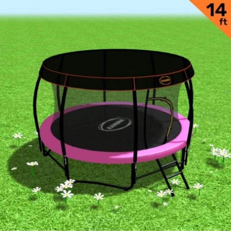 Kahuna Trampoline 14 ft with Roof – Pink TRA-KAH-14-PK-RF