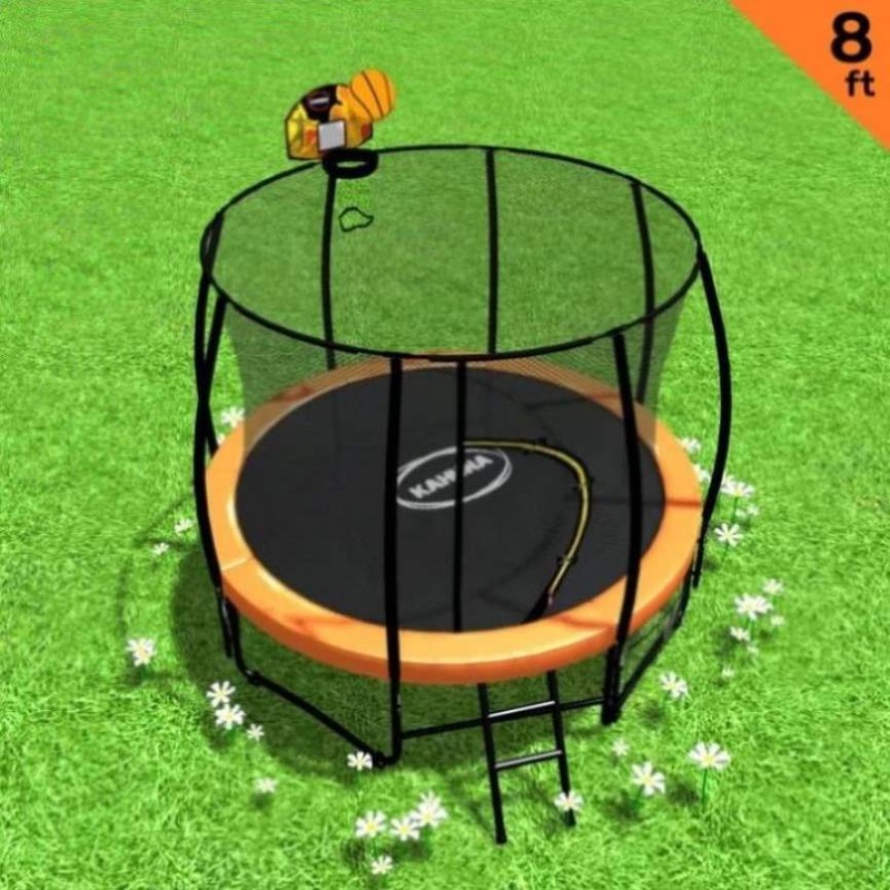 Kahuna Trampoline 8 ft with Basketball Set – Orange TRA-KAH-08-OR-BB