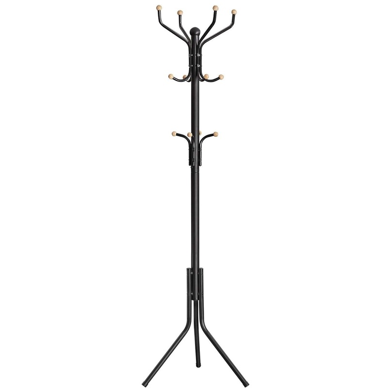 Metal Coat Rack Stand Hat Hanger, Black, 182cm V178-61284