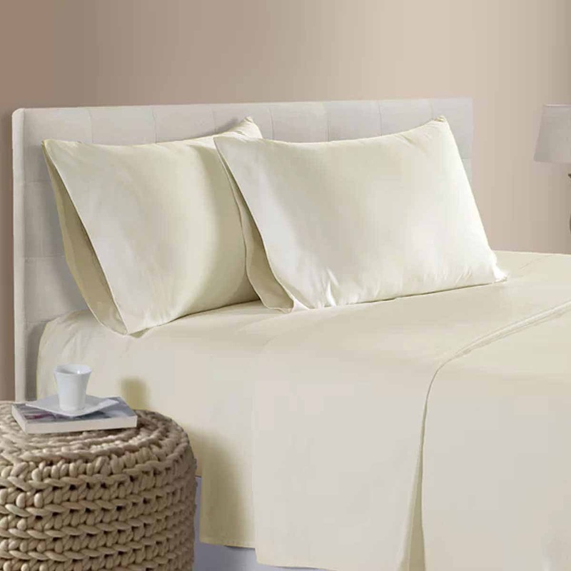 400TC 100% Cotton Sateen Premium Sheet Set 40cm Wall Cream Queen V442-ATX-SHEETS-25COTTON400TC-CREAM-QS