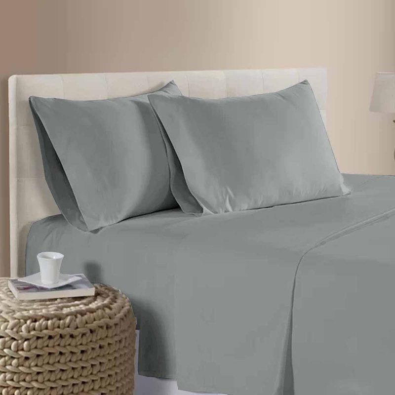 400TC 100% Cotton Sateen Premium Sheet Set 40cm Wall Grey Queen V442-ATX-SHEETS-25COTTON400TC-GREY-QS