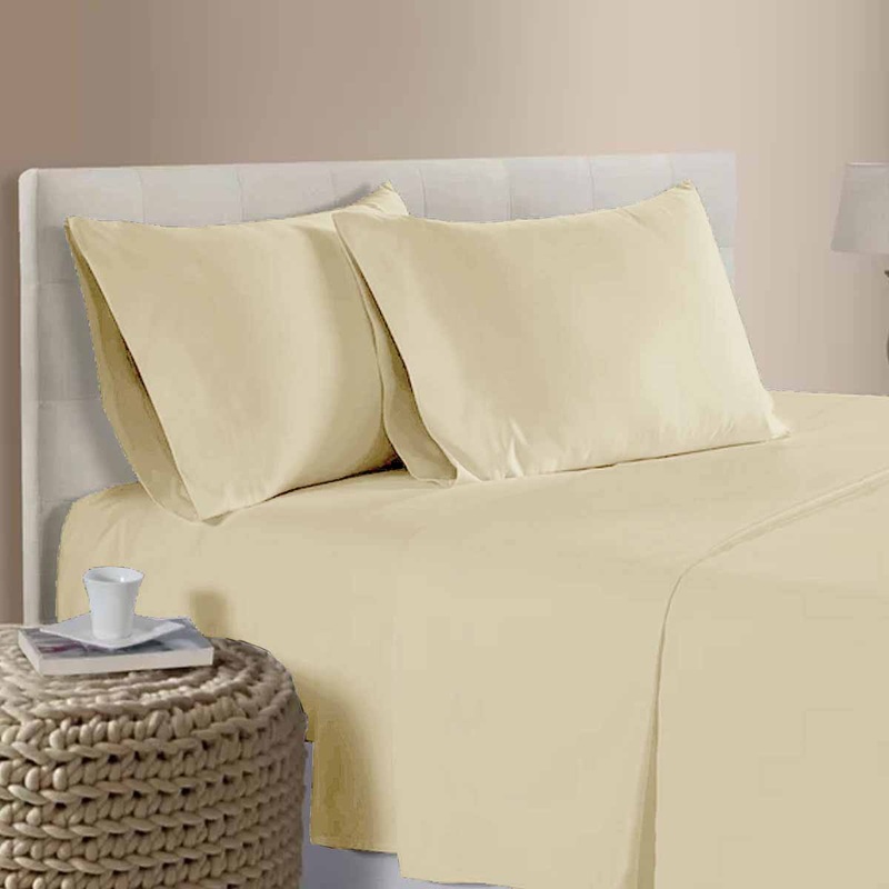 400TC 100% Cotton Sateen Premium Sheet Set 40cm Wall Rich Cream Single V442-ATX-SHEETS-25COTTON400TC-RICHCREAM-SB