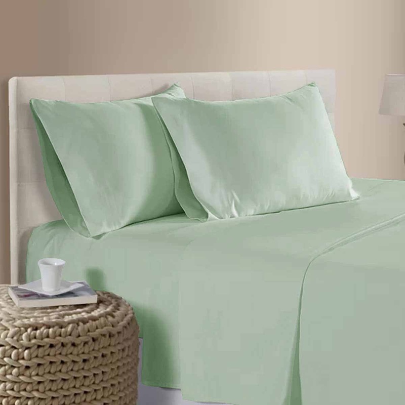 400TC 100% Cotton Sateen Premium Sheet Set 40cm Wall Sage Queen V442-ATX-SHEETS-25COTTON400TC-SAGE-QS