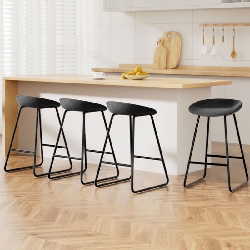 Artiss 4x Bar Stools Kitchen Dining Chairs Counter Stool PU Leather Metal BA-TW-8320-BKX4