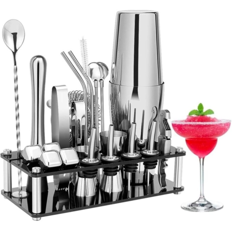 Cocktail Shaker Set Boston 23-Piece Stainless Steel and Professional Bar Tools for Drink Mixing V178-82467