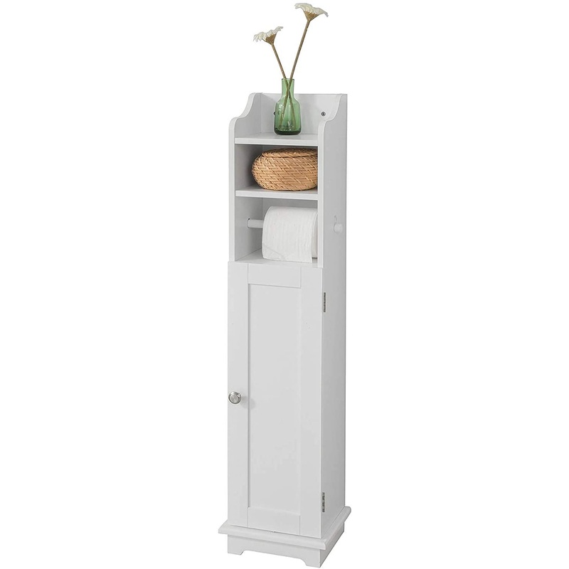 Toilet Paper Holder with Storage, Freestanding Cabinet, Toilet Brush Holder and Toilet Paper V178-84706