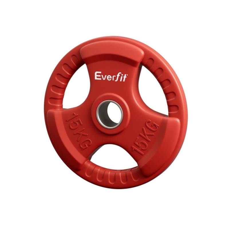 Everfit Weight Plates Olympic 15kg Dumbbell Barbell Plate Weight Lifting Home Gym Red FIT-K-DB-PL-15KG-RD