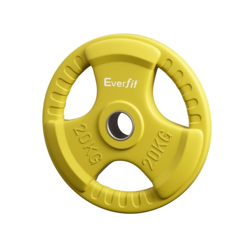 Everfit Weight Plates Olympic 20kg Dumbbell Barbell Plate Weight Lifting Home Gym Yellow FIT-K-DB-PL-20KG-YE
