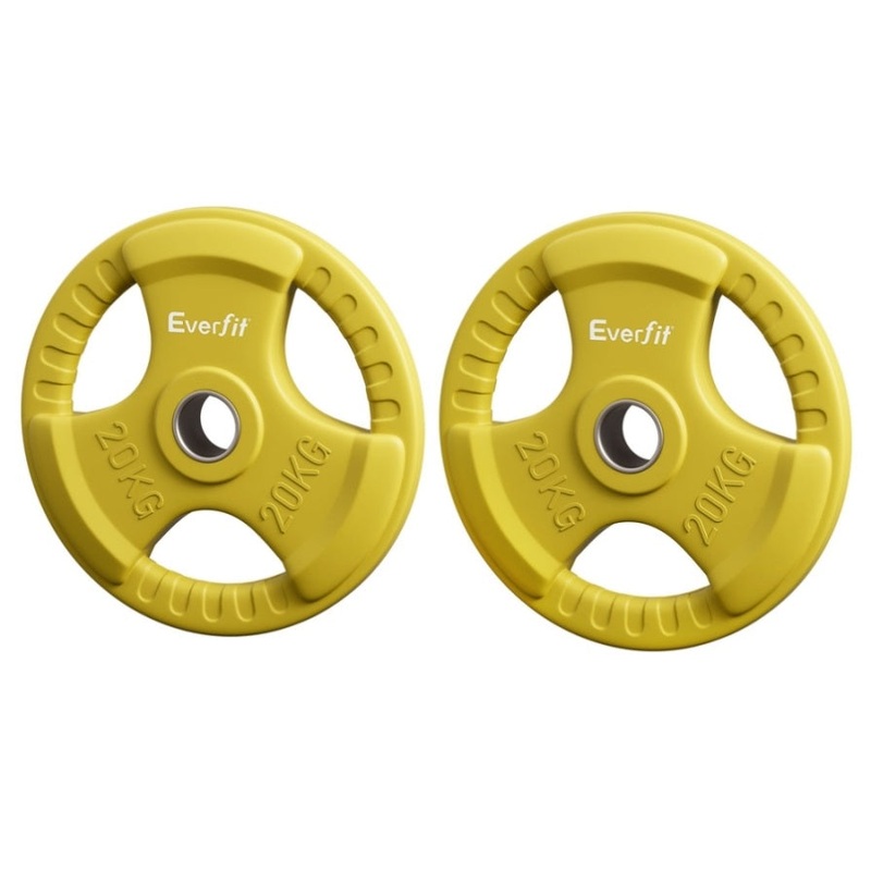 Everfit Weight Plates Olympic 20kgx2 Dumbbell Barbell Plate Weight Lifting Home Gym Yellow FIT-K-DB-PL-SET-40KG