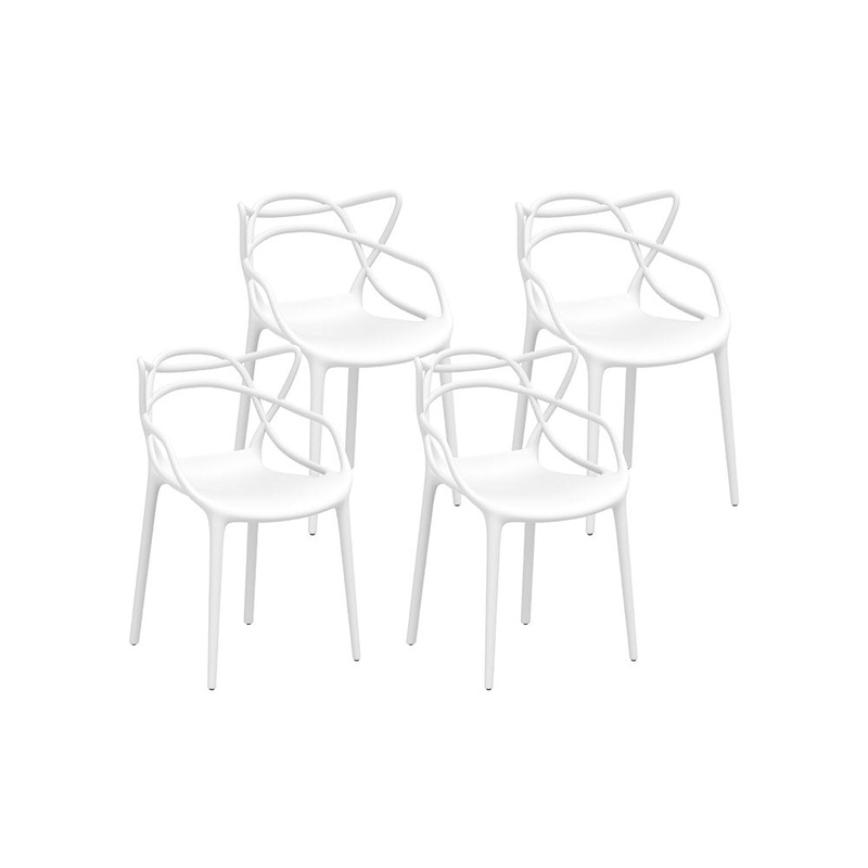 Gardeon 4PC Outdoor Dining Chairs PP Portable Stackable Chair Patio Furniture White ODF-CHAIR-PP601-WH-4X