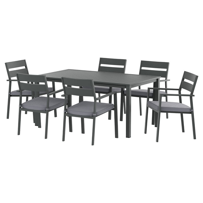 Gardeon Outdoor Dining Set 7 Piece Aluminum Table Chairs Setting Black FF-DINING-7CL-BK-AB