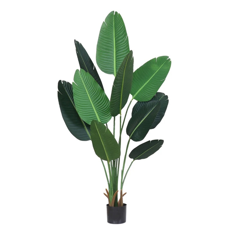 SOGA 180cm Artificial Bird of Paradise Plants Fake Tropical Palm Tree with 10 in Pot and Woven APLANTFHM18013