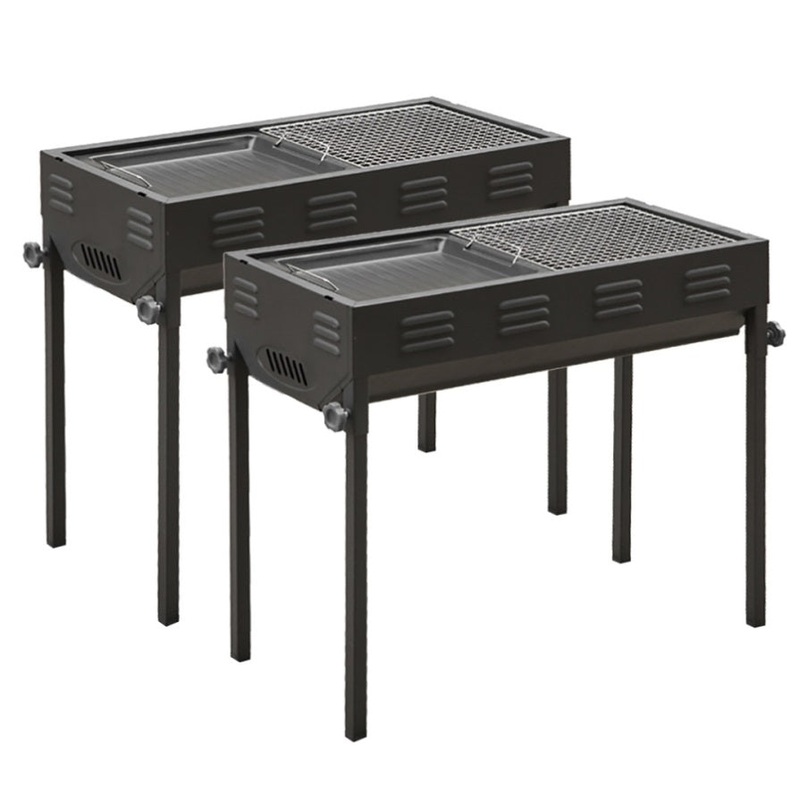 SOGA 2X 66cm Portable Folding Thick Box-Type Charcoal Grill for Outdoor BBQ Camping CHARCOALLBOXC1X2