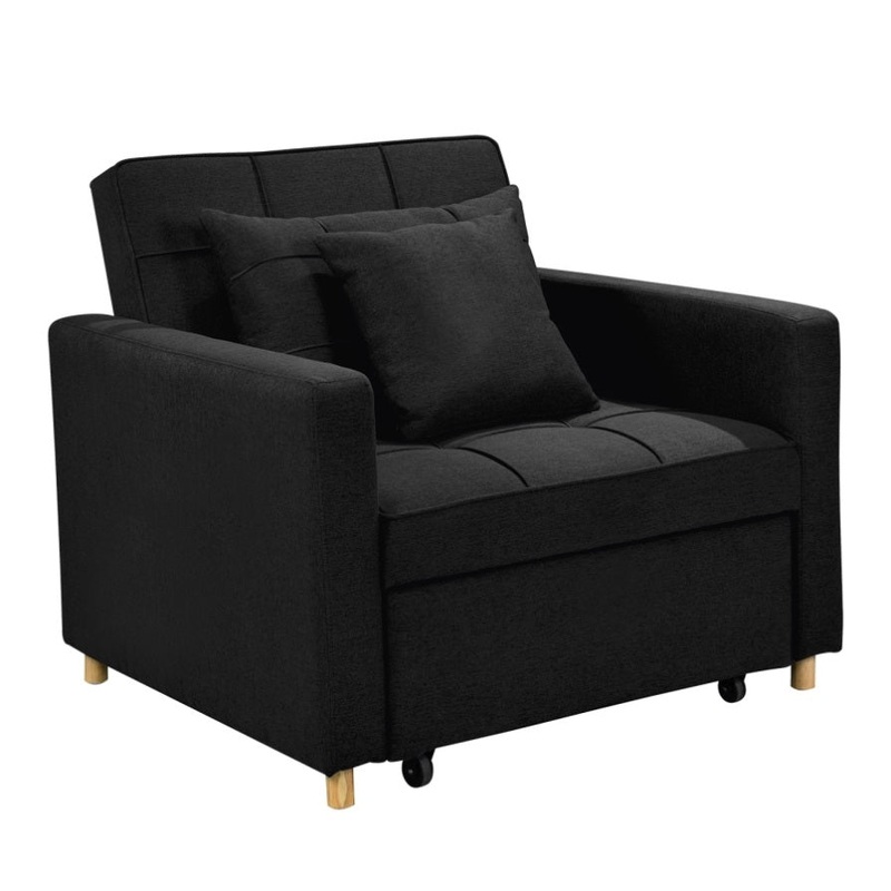 Suri 3-in-1 Convertible Lounge Chair Bed by Sarantino – Black SOFA-YGG-7001-LNN-BLK