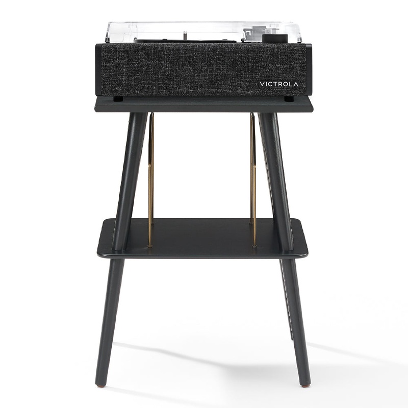 Victrola Eastwood II Turntable – Black + Entertainment Stand Bundle – Black V398-VTR-74-BLK-ST