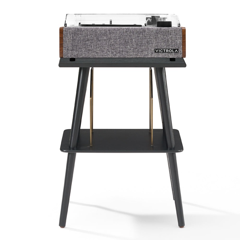 Victrola Eastwood II Turntable – Walnut + Entertainment Stand Bundle – Black V398-VTR-74-WLN-ST