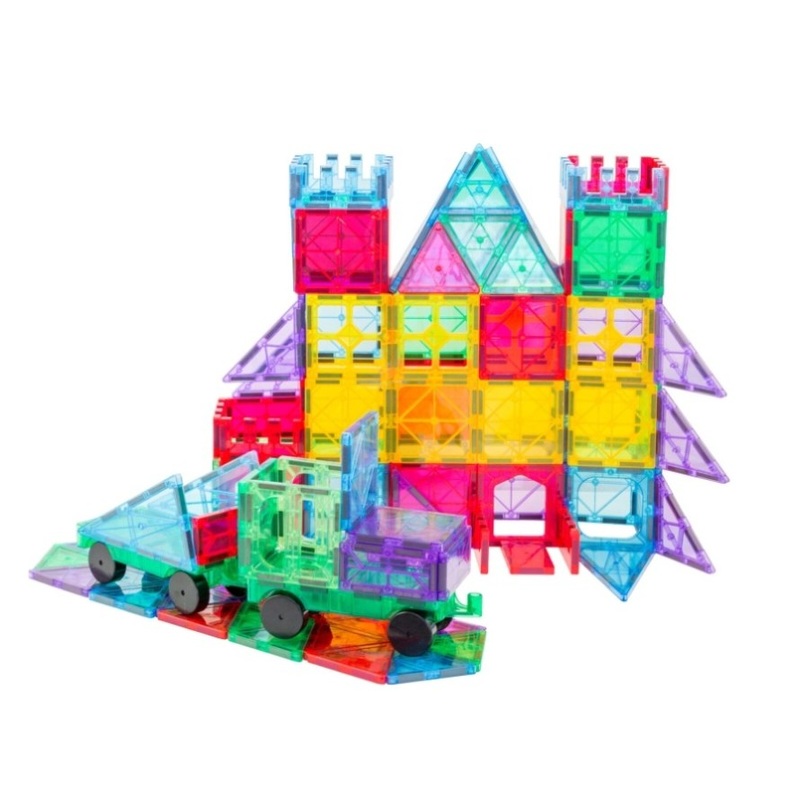 120 Pcs non-toxic STEM Educational, Durable Magnetic Tiles/Puzzle with Storage Bag V196-LZW-804
