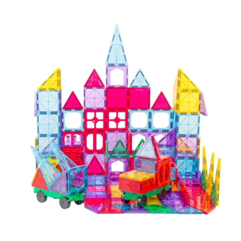 200 Pcs non-toxic STEM Educational, Durable Magnetic Tiles/Puzzle with Storage Bag V196-LZW-805