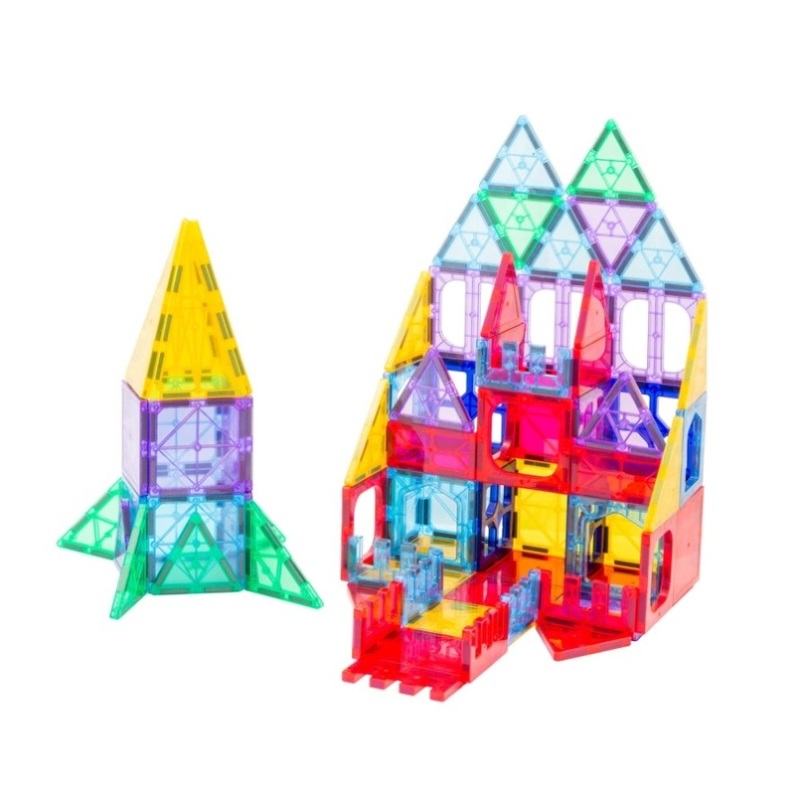 78 Pcs non-toxic STEM Educational, Durable Magnetic Tiles/Puzzle with Storage Bag V196-LZW-802