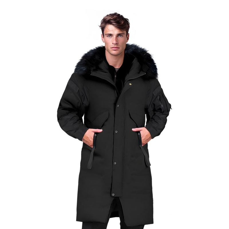 abbee Black Large Winter Fur Hooded Thick Overcoat Jacket Stylish Lightweight Quilted Warm Puffer DJ-998A