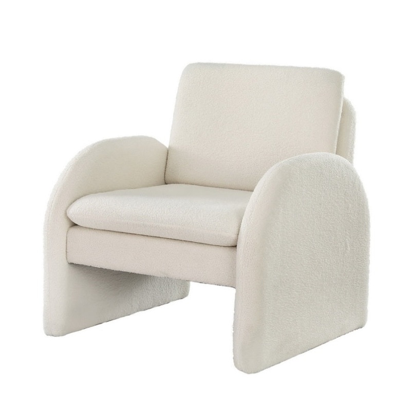 Artiss Armchair Accent Chair Lounge Tub Sofa Couch Curved Arm Seat Boucle White UPHO-E-ARM-02-TED-WH