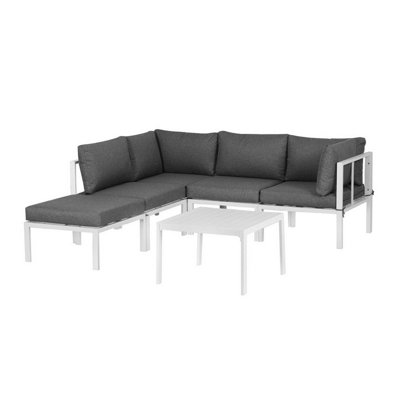 Gardeon 6PCS Outdoor Sofa Set Aluminium Table and Chairs Lounge Patio Furniture ALU-SOFA-AL-6PCS-WH-AB