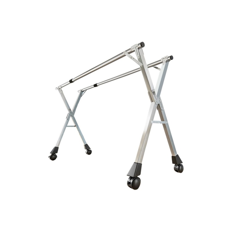 SOGA 2.4m Portable Standing Clothes Drying Rack Foldable Space-Saving Laundry Holder with Wheels BSXG2516