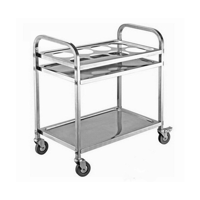 SOGA 2 Tier Stainless Steel 8 Compartment Kitchen Seasoning Car Service Trolley Condiment Holder FOODCART1209
