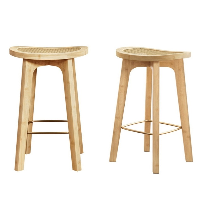 Artiss 2x Bar Stools Bamboo Rattan Stool Counter Chair Kitchen Barstools BA-Y-1033-NAX2