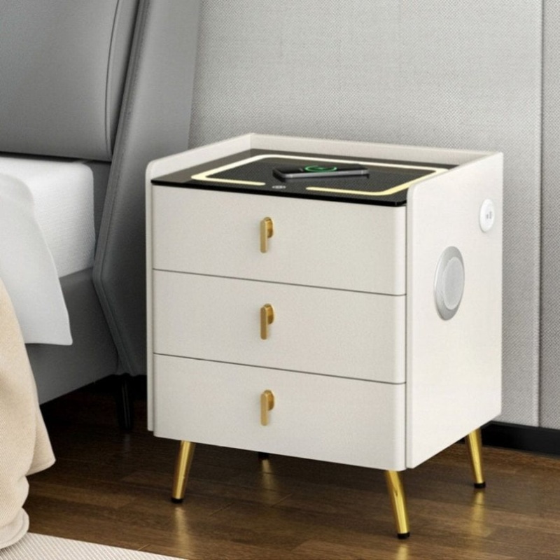 Artiss Bedside Table Wireless Charging – ALMA White FUR-X-BS-LED-04-WH