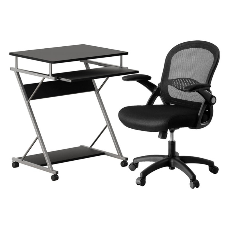 Artiss Computer Desk Mesh Office Chair Set Desks with Keyboard Shelf Try Black MET-DESK-105-2013-BK