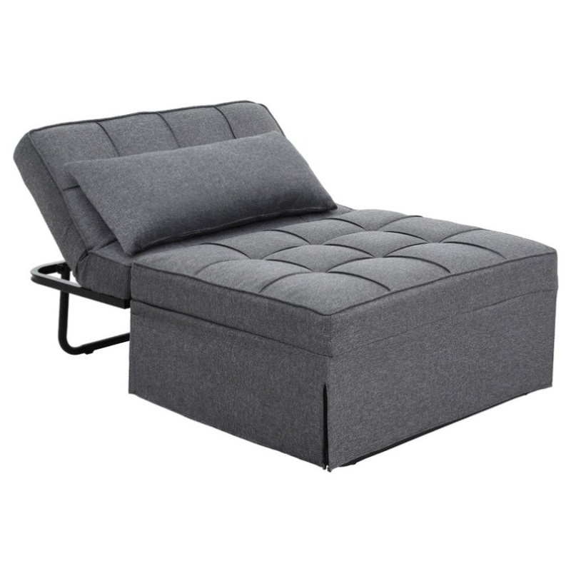 Artiss Sofa Bed Lounge Convertible Ottoman 1 Seater Couch Recliner Linen Grey SBED-E-FA-03-GY