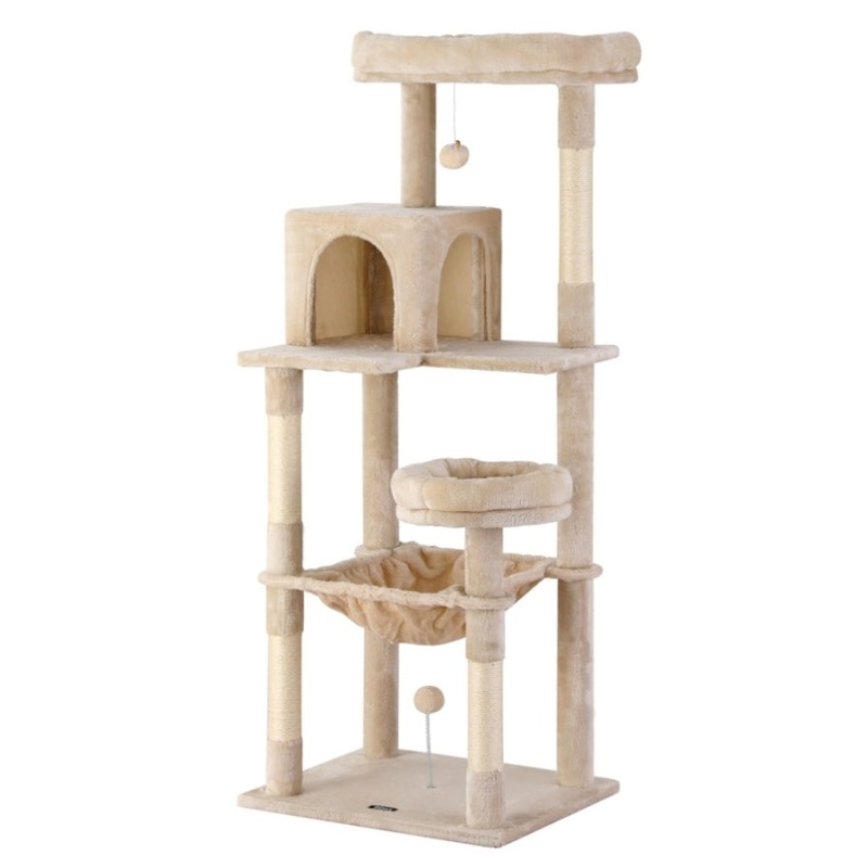 i.Pet Cat Tree 143cm Tower Scratching Post Trees Scratcher Condo House Beige PET-CAT-M143-BE