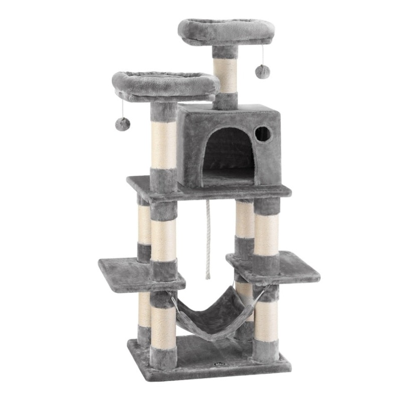 i.Pet Cat Tree 145cm Tower Scratching Post Trees Scratcher Condo House Light Grey PET-CAT-706FSB-LTGR