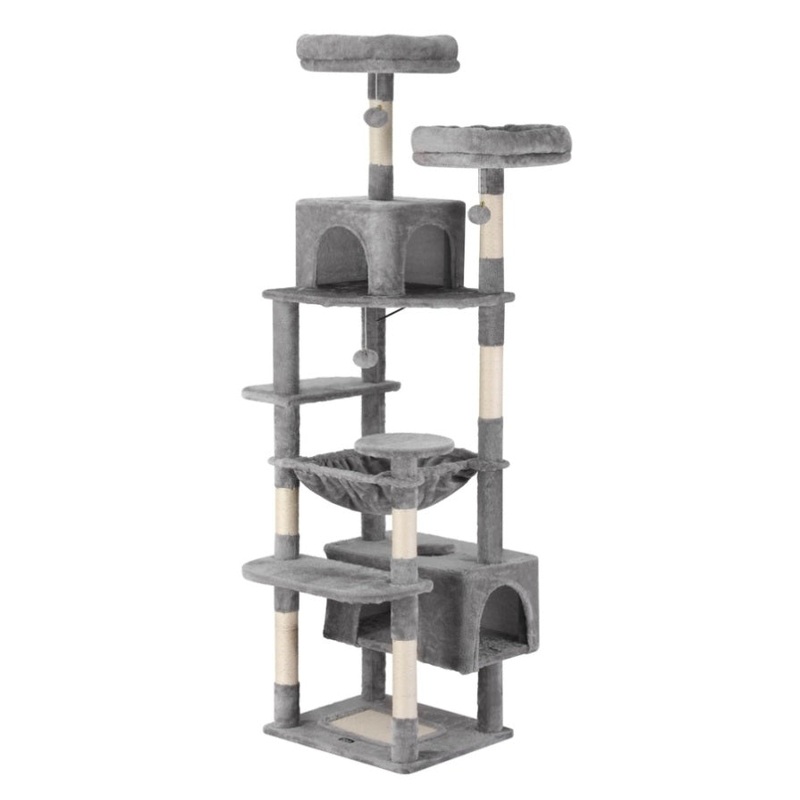 i.Pet Cat Tree 184cm Tower Scratching Post Trees Scratcher Condo House Light Grey PET-CAT-L184-LTGR