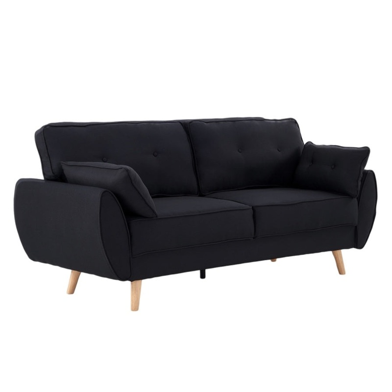 Sarantino 3 Seater Modular Linen Fabric Sofa Bed Couch Futon – Black SOFA-M1910-LNN-BK