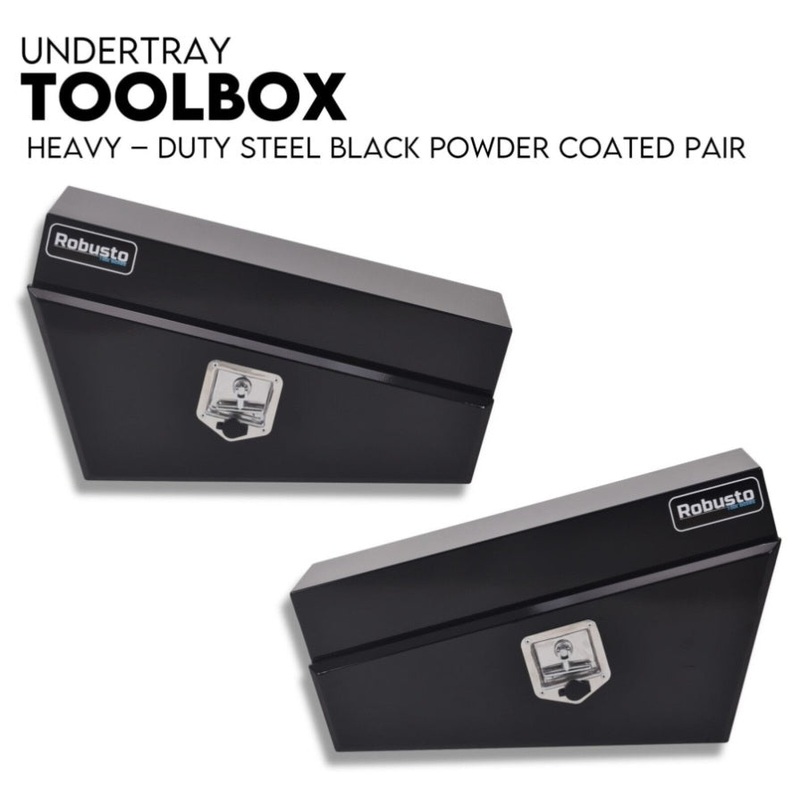 Under Tray Tool Box Underbody Pair Set 750mm Black Steel V379-UTRYBLKL7SET06