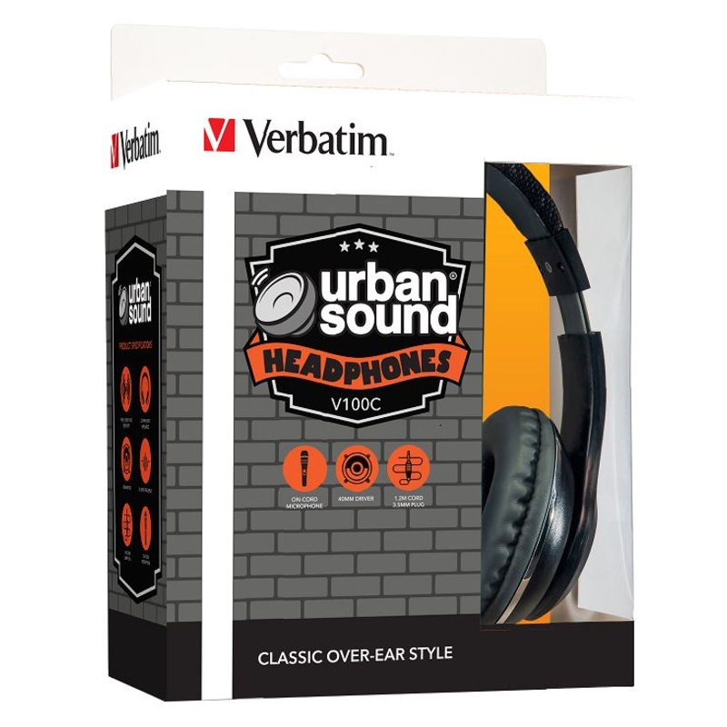 VERBATIM Stereo Headphone Classic – Black V177-L-SPH-65066