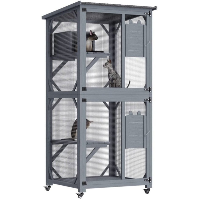 YES4PETS Pet Cat Bird Shelter Condo with Escape Door Wooden Kitten Cage House V278-CH449