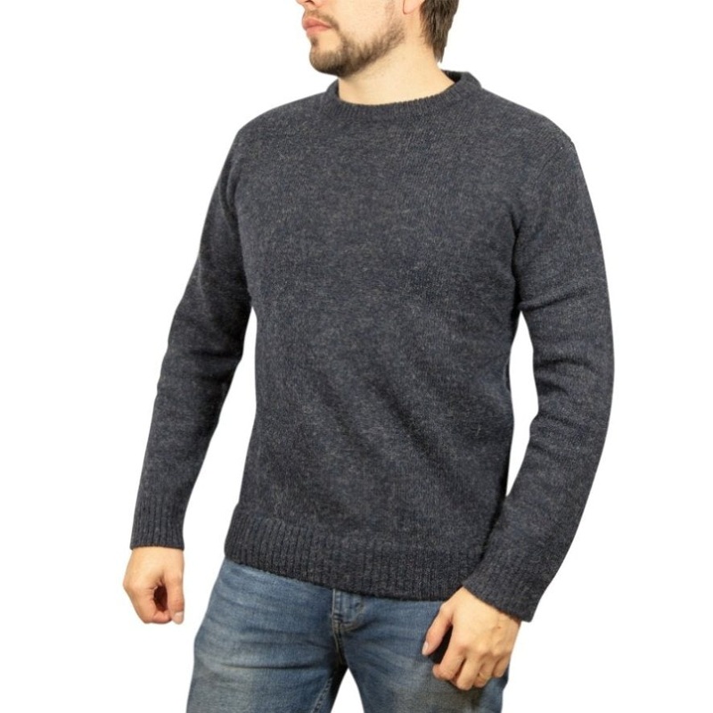100% SHETLAND RAGG WOOL CREW Round Neck Knit JUMPER Pullover Mens Sweater Knitted – Navy – XL V563-SW-CN-DNM45-XL