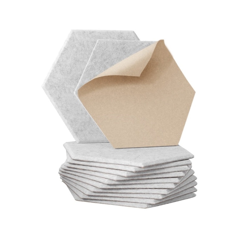 Alpha Acoustic Foam 12pcs 35x30x0.9cm Soundproof Absorption Panel Adhesive Grey AF-HEX-12-GR