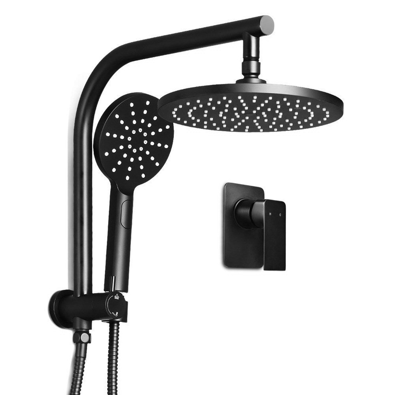 Cefito 9” Rain Shower Head Set Handheld Round High Pressure Mixer Tap Black SHOWER-A1-RO-9-BK-MIXER